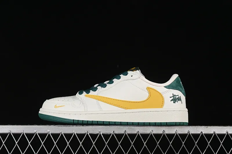 All categories Air Jordan Jordan series basketball shoes Air Jordan 1 Low High-end customized low-top sneakers Travis Scott x Fragment Design x Air Jordan 1 Low OG SP AJ1 Joe 1 Stussy joint-white, green and yellow hook low-top cultural casual sneakers JH6088-702